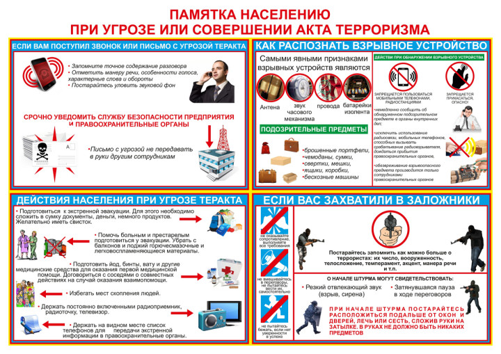 При угрозе или совершению акта терроризма